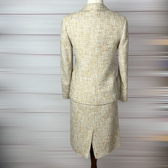 PAIL STUART Tweed Beige Skirt Suit Wool Blend Woman’s made in Italy sz 40 US 4-6 - Picture 3 of 14